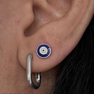STERILING SILVER EVIL EYE EARRING (PAIR) BLUE